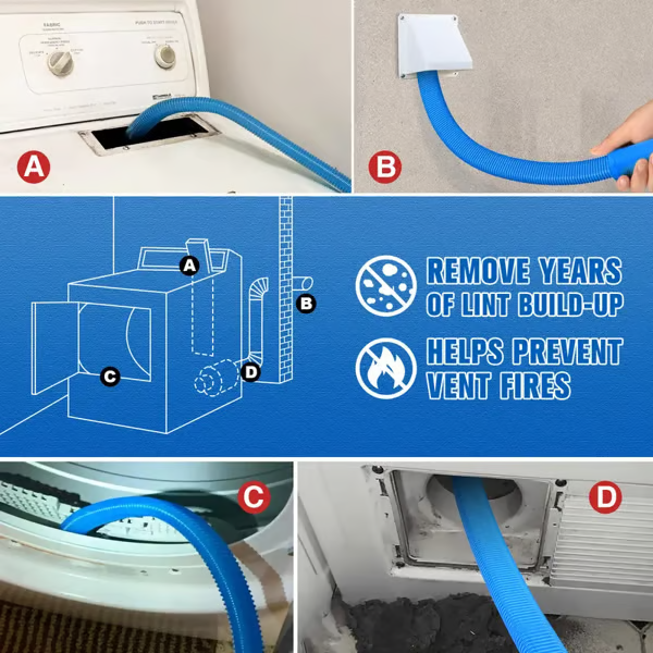 Dryer Vent Cleaner Kit Dryer Lint Vacuum Attachment with Stretch Universal Connector